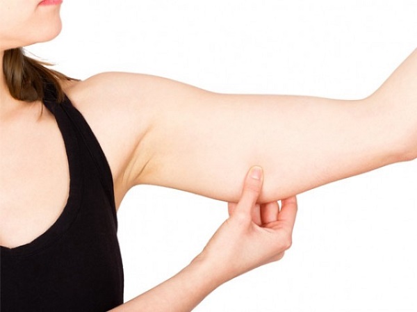 A woman holding her arm fat